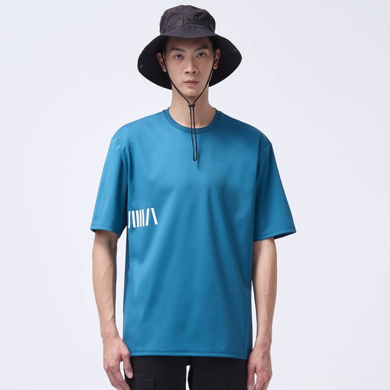 COZEE-抗菌除臭寬版上衣-藍珊瑚 - 男 T 恤 - 聚酯纖維 藍色