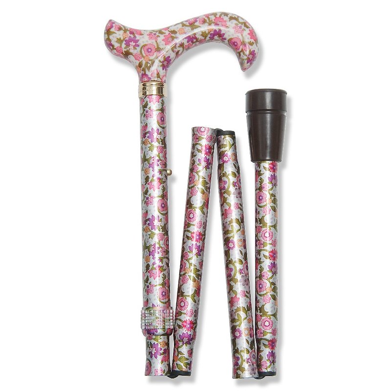 Foldable storage + height adjustment. Fashion Folding Cane <Pink Flower-Thick Style> - Other - Other Metals 