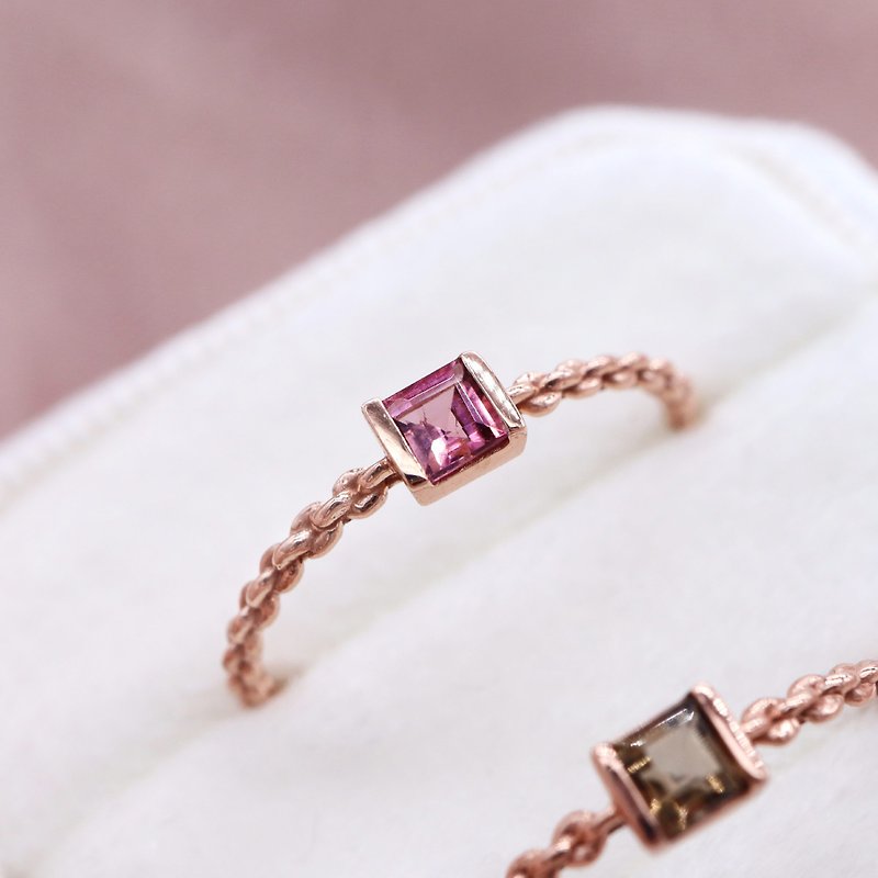 Pink Tourmaline 925 Sterling Silver Rose Gold Ring - แหวนทั่วไป - เงินแท้ สึชมพู
