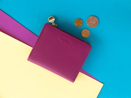 Thesis Crisis PEONY - SMALL LEATHER SHORT WALLET WITH COIN PURSE-PURPLE