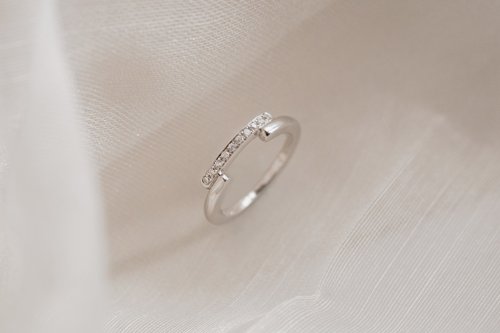 LiT-Jewelry手工訂製 925銀戒指 女尾戒 平行的彼此