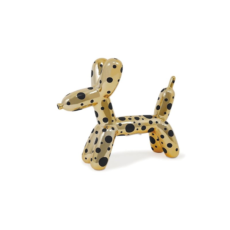 Canada Made by Humans Animal Shaped Money Box - Balloon Dog - Gold with Black Polka Dots - Stuffed Dolls & Figurines - Pottery Multicolor