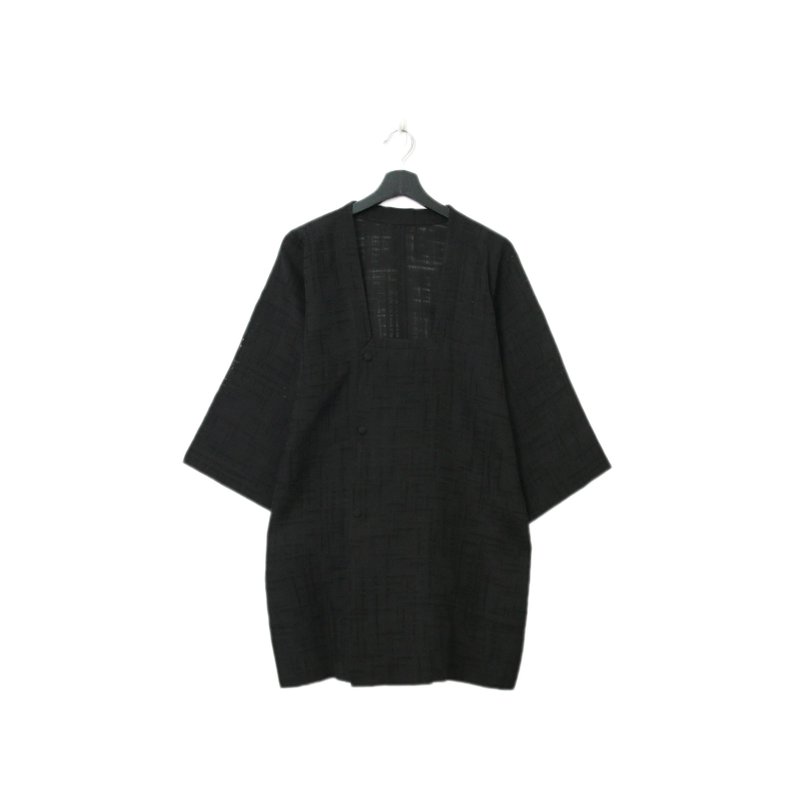 Back to Green-日本透膚羽織  道行 格紋 tf-27/vintage kimono - 女大衣/外套 - 棉．麻 