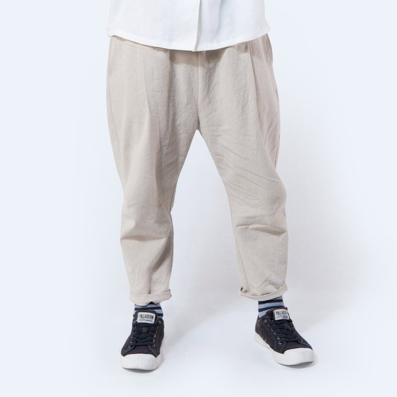 Classic trousers - nine-point Linen trousers for men and women/beige - Men's Pants - Cotton & Hemp Khaki