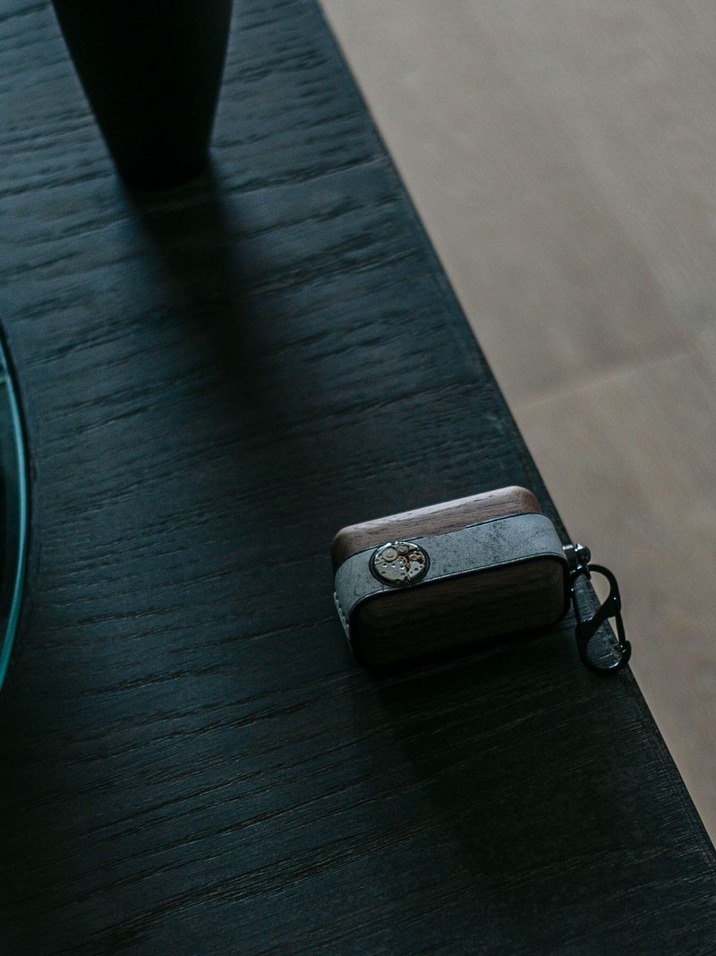 手工胡桃木原創耳機殼真皮復古 耳機保護套 - AirPods/耳機保護套 - 真皮 黑色