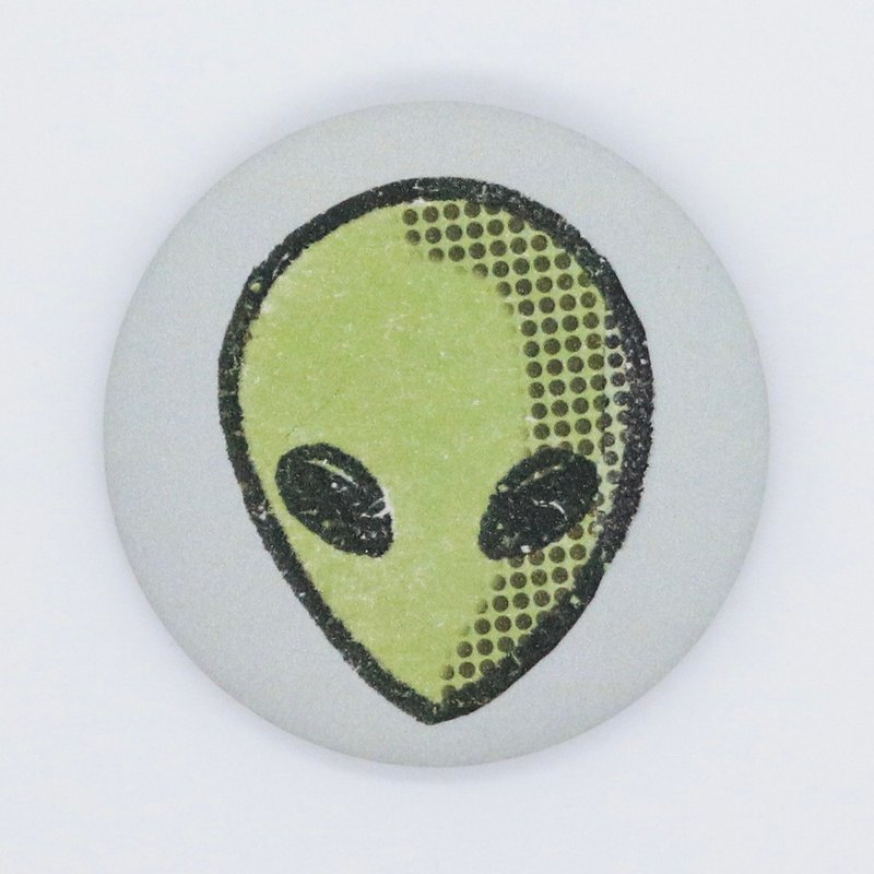 Alien Face Badge - เข็มกลัด/พิน - โลหะ สีเขียว