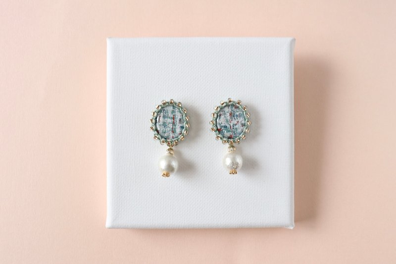Thread and bead art earrings     Bordeaux - Earrings & Clip-ons - Acrylic Green