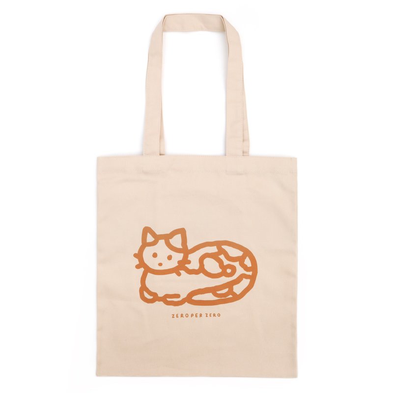 Canvas bag cat/milk tea color - กระเป๋าแมสเซนเจอร์ - ผ้าฝ้าย/ผ้าลินิน 