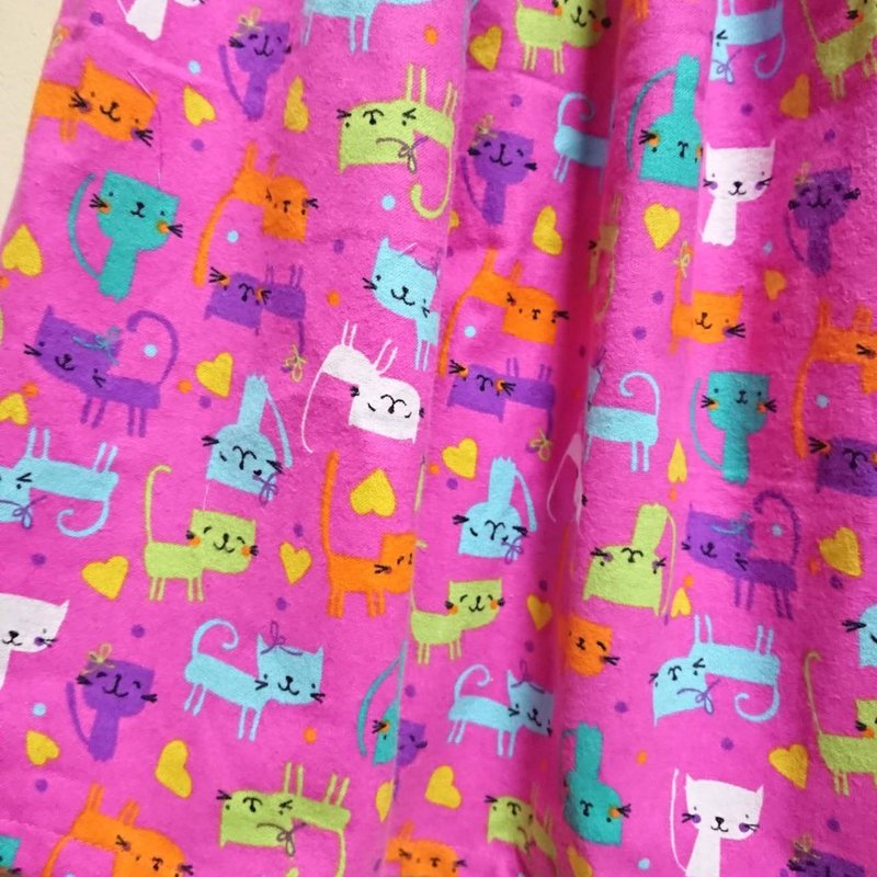 Flannel Colorful Cat skirt PINK USAcotton 日本製 輸入生地 FREE - 裙子/長裙 - 棉．麻 粉紅色