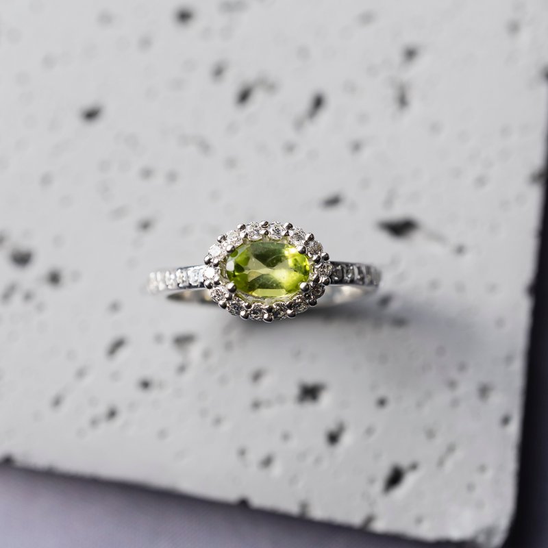 【ペリドット】ジルコニア　シルバー925　プレーティング可　【受注生産】S-044 - 戒指 - 其他金屬 銀色