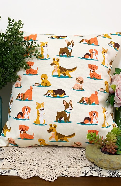hazelnut 北歐可愛小狗風格圖案抱枕靠枕靠墊枕套