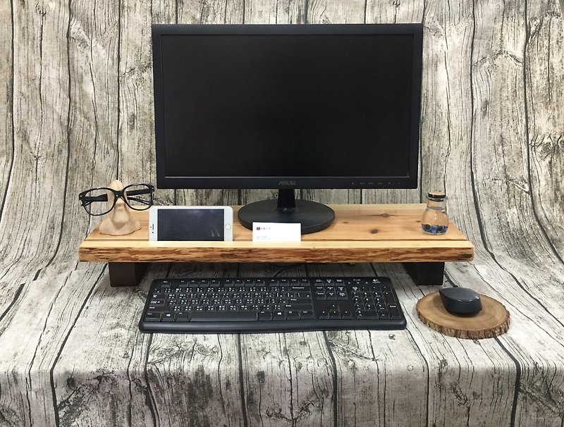 Multi-functional computer rack made of logs-industrial style - Other - Wood Brown