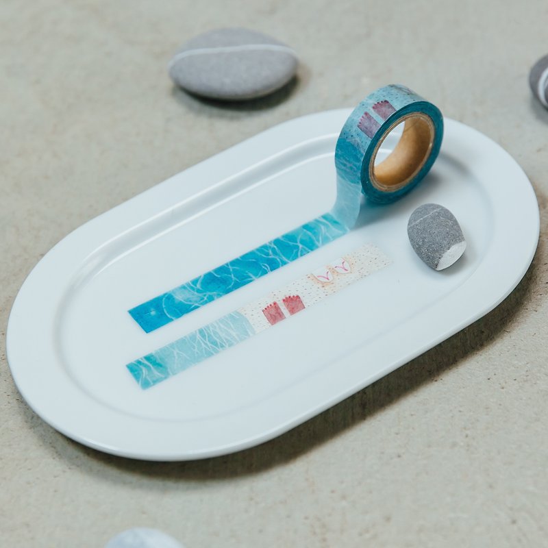 Slightly cold sea Lying on the beach│Paper tape - Washi Tape - Paper Blue