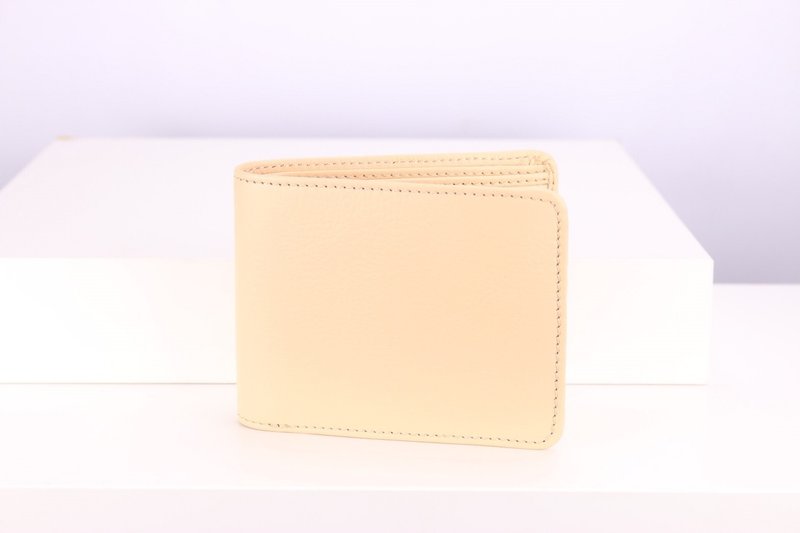 W004 Wallet+Coin pocket - Beige - Genuine leather - 錢包/皮夾/長短夾 - 真皮 黃色