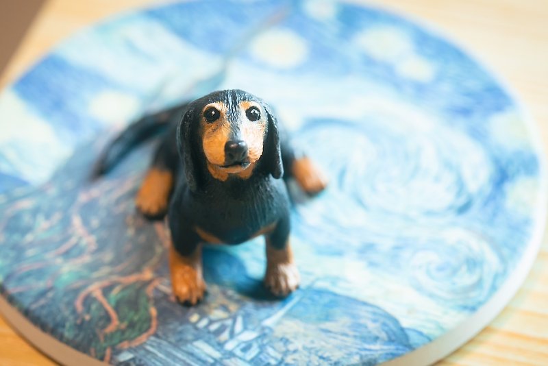 狗狗 客製化寵物手工黏土模型 含名牌 - 玩偶/公仔 - 黏土 黑色