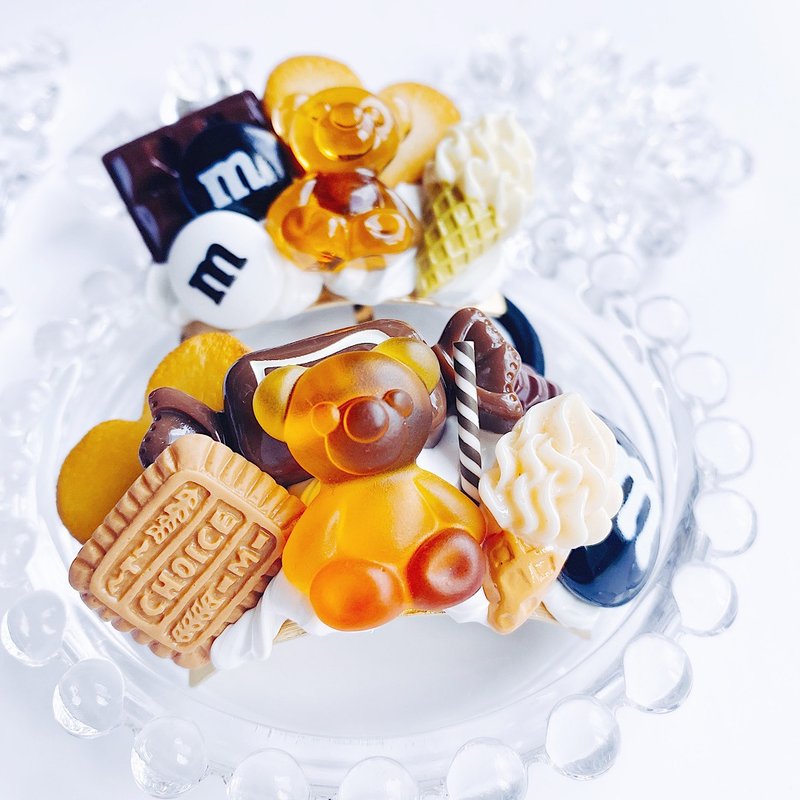 CANDY POP お菓子のヘアゴム&ポニーフック　２点セット - 髮夾/髮圈 - 黏土 金色