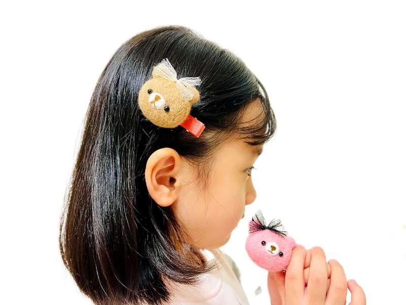 羊毛氈小熊髮夾-共2款 - 髮夾/髮圈 - 羊毛 