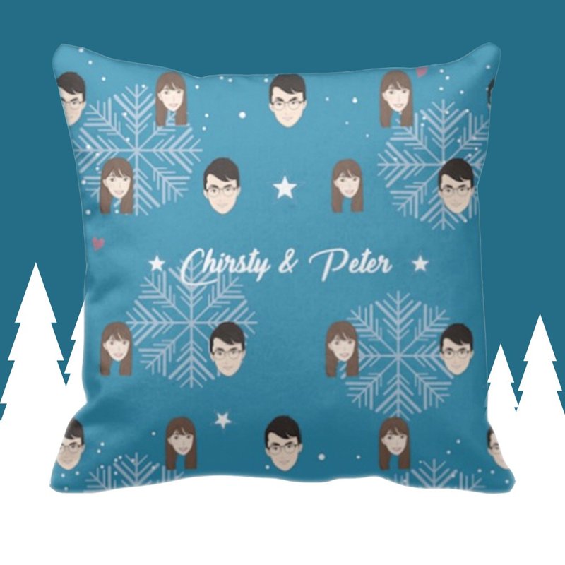 <Customized Cushion> Christmas Cushion Blue - หมอน - เส้นใยสังเคราะห์ สีน้ำเงิน