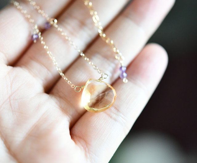 K14 ゴールドフィルド(GF) 　アメジストｘシトリン　ピアス /1ペア