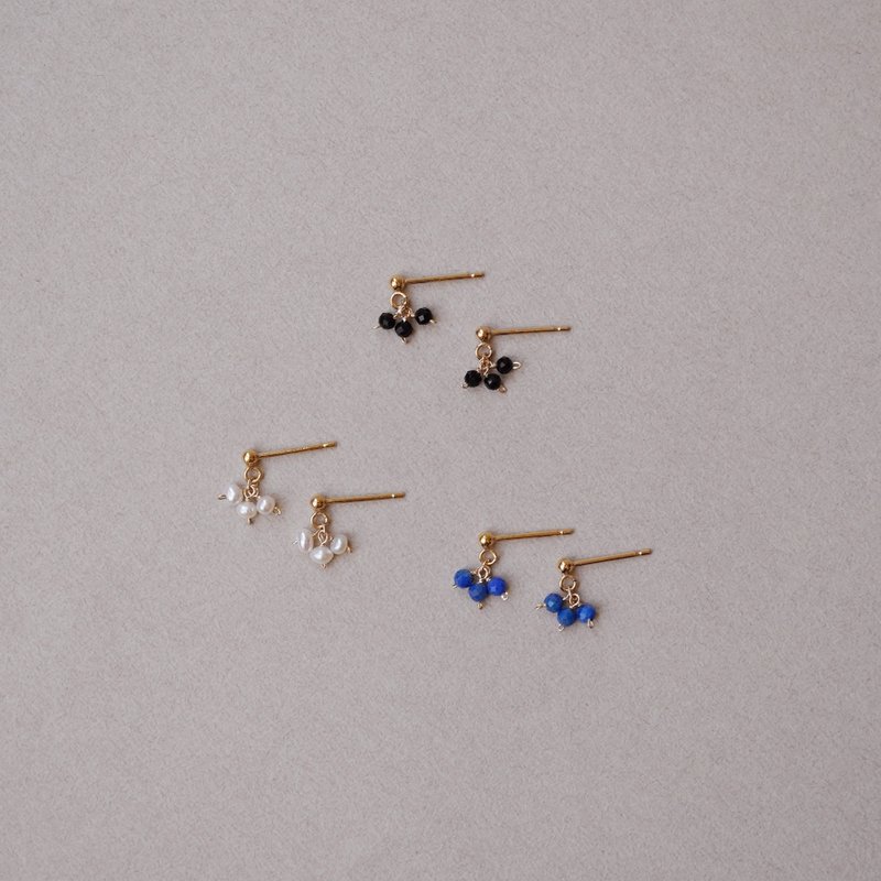 14kgf 極小3粒ドットピアス　/イヤリングクリップ - 耳環/耳夾/耳骨夾 - 石頭 多色