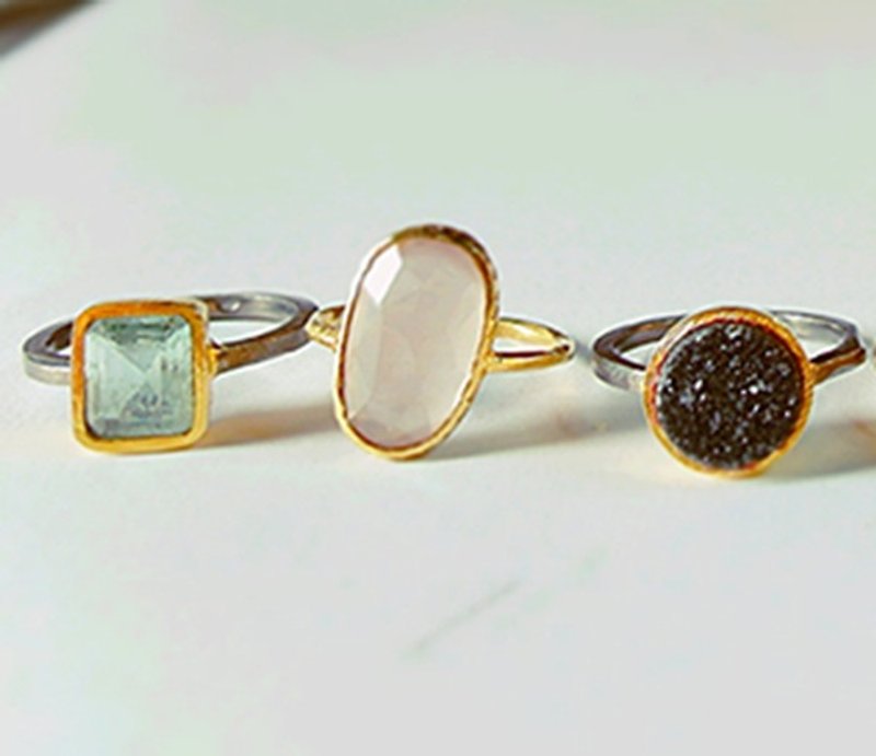 EG Hand WORKSHOP - Natural Stone - Natural hand-made silver rose quartz oval ring # 9.5 - General Rings - Gemstone Pink