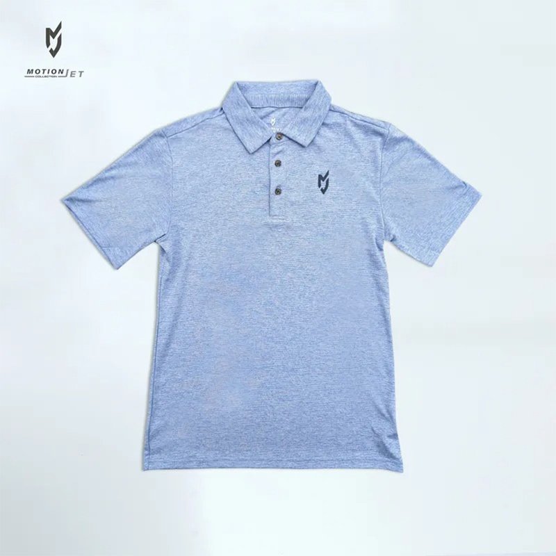 MJC018-木醣醇中性版機能POLO衫 (麻藍) XS-3XL - 運動上衣/排汗衫 - 其他材質 藍色