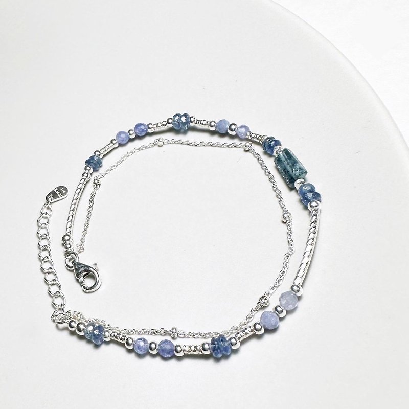 優雅藍調-藍晶石.丹泉石-設計款手鍊 - 手鍊/手環 - 銀 藍色