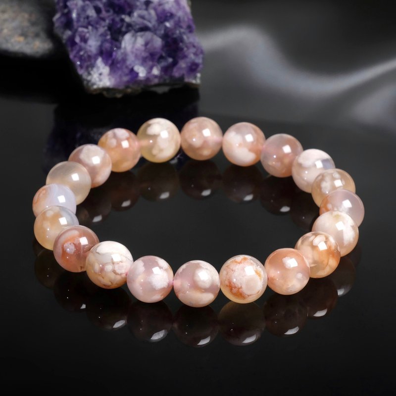 #348 One Picture One Object/10mm Cherry Blossom Agate Crystal Bracelet Balance Chakra Beauty Crystal Ore Bracelet - Bracelets - Crystal Pink