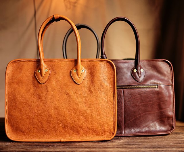 アメリカンレトロなイタリアントスカーナレザー横型ブリーフケース