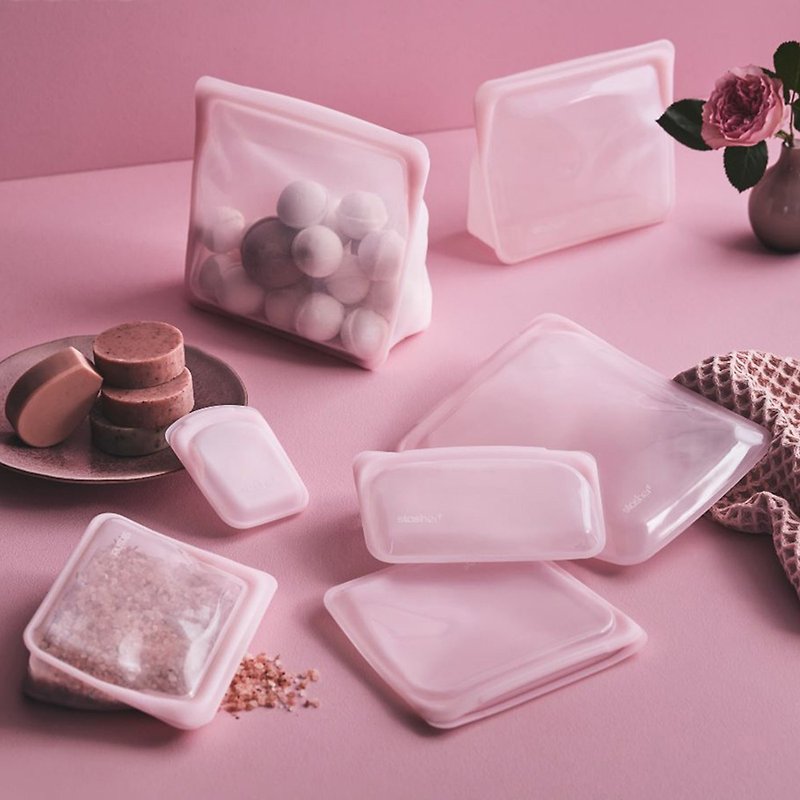 Mini Discontinued-Dream Combo-American Stasher Station Silicone Sealed Bag Pink 2 Pieces - Lunch Boxes - Silicone Pink