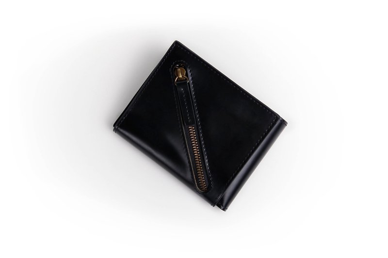 │Design with bears│ BLACK sub-wallet-diagonal zipper - Wallets - Other Materials Black