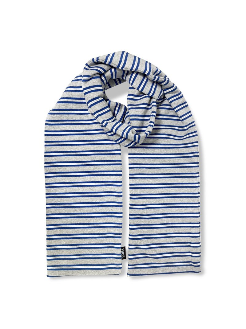 GREY STRIPE MUFFLER - 絲巾 - 棉．麻 灰色