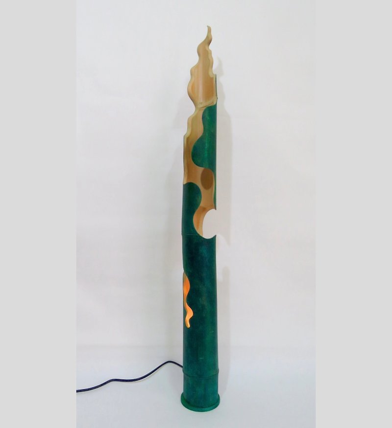 Narcissus-Slow-work handmade LED Meng Zong bamboo standing lamp - โคมไฟ - ไม้ไผ่ สีน้ำเงิน