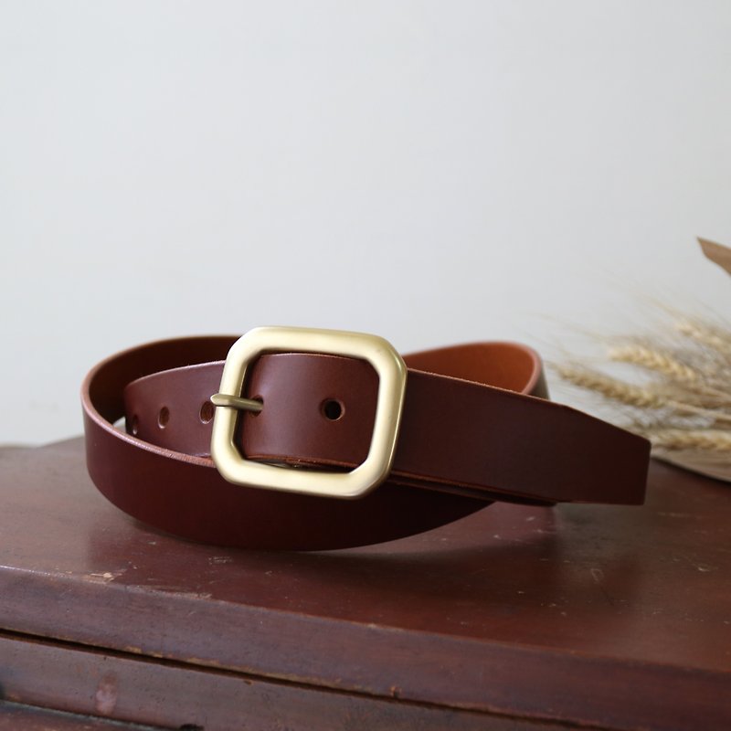 "CANCER popular laboratory" - handmade belt / tailored / 35mm / male and female application / Father's Day gift - Belts - Genuine Leather Brown