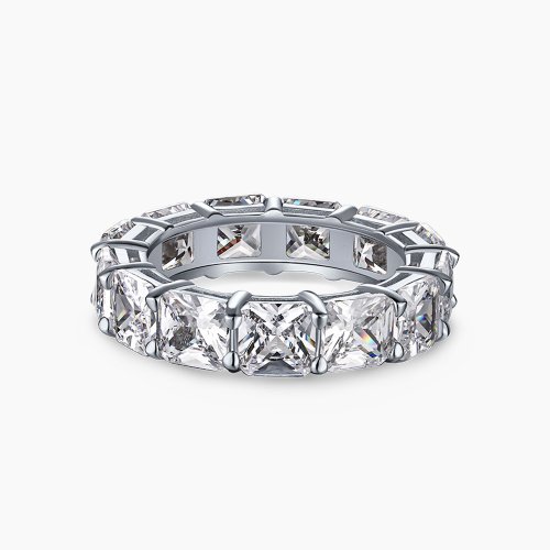 Glowy Jewelry 【手作】超閃方形石純銀戒指 - 5A 比利時鋯石 - 925純銀