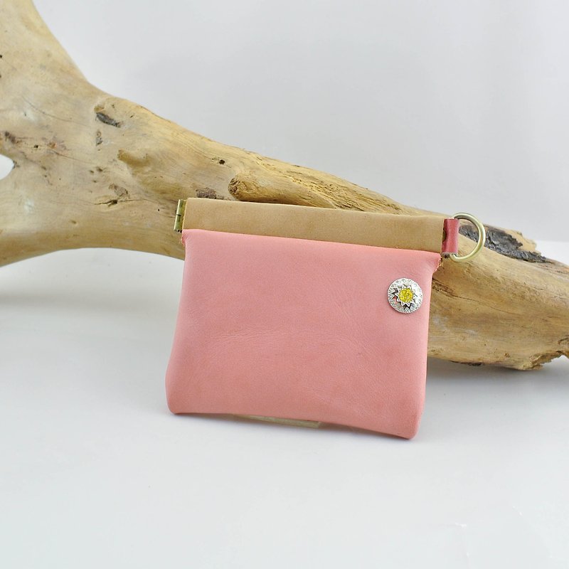 ➜. Splicing shrapnel multi-functional small package. ➜ --- change / small / storage / key / headset / transmission line / business card / card / travel card - Coin Purses - Genuine Leather Pink