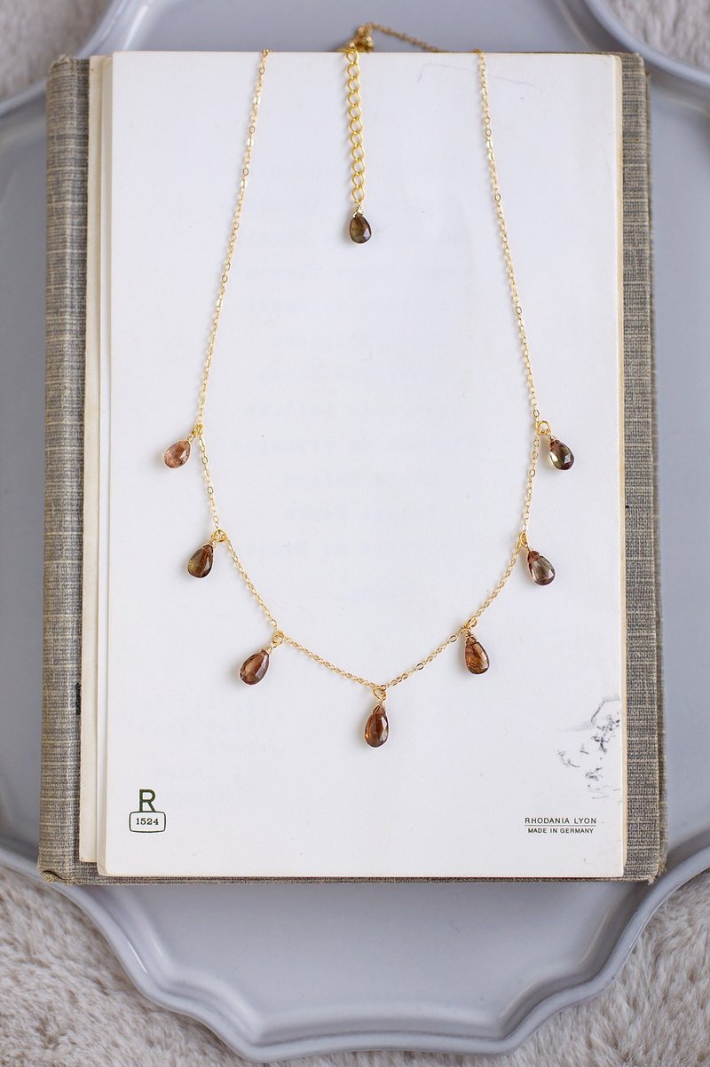 14kgf-Andalusite Necklace - สร้อยคอ - เครื่องประดับพลอย สีนำ้ตาล