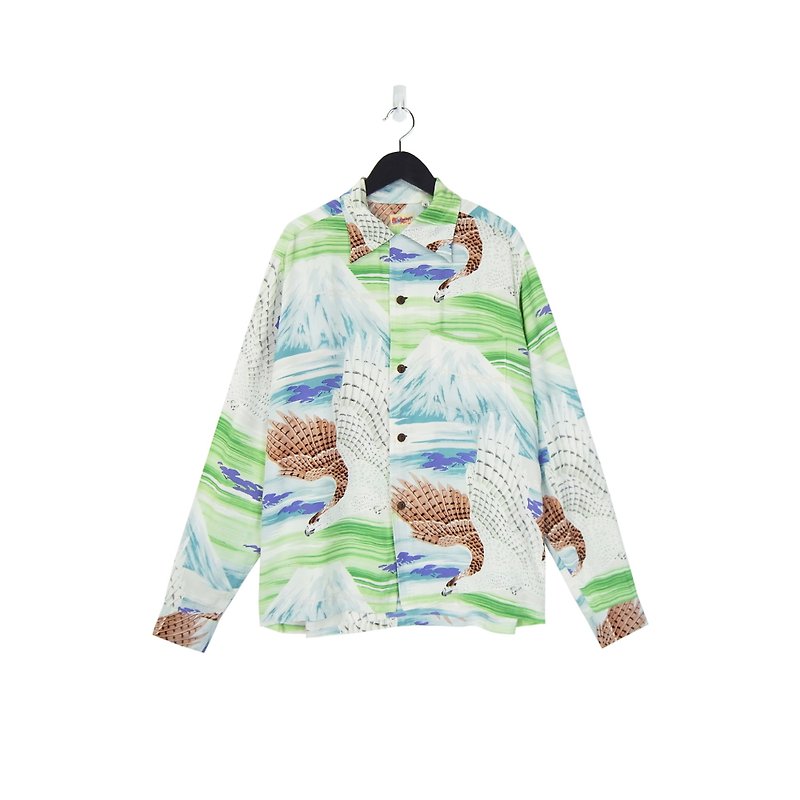 A‧PRANK: DOLLY :: VINTAGE brand SUN SURF and handle flower shirt (green Mount Fuji eagle long sleeve models) - Women's Shirts - Cotton & Hemp 