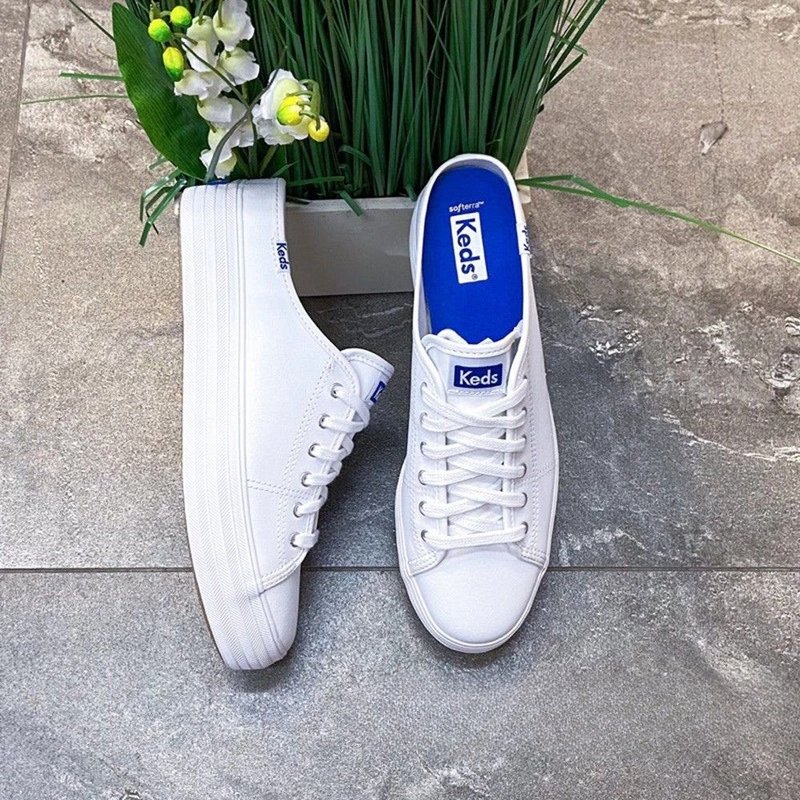 KEDS Triple Kick 皮革穆勒鞋 白 WH67073 - 女休閒鞋/帆布鞋 - 其他材質 