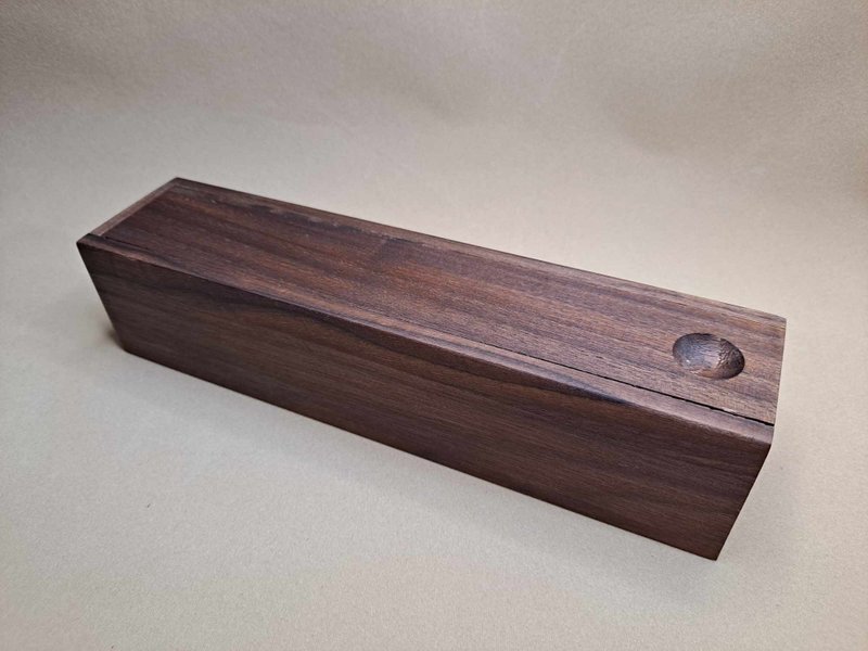 Walnut solid wood retro pull-out pencil case - Pencil Cases - Wood 