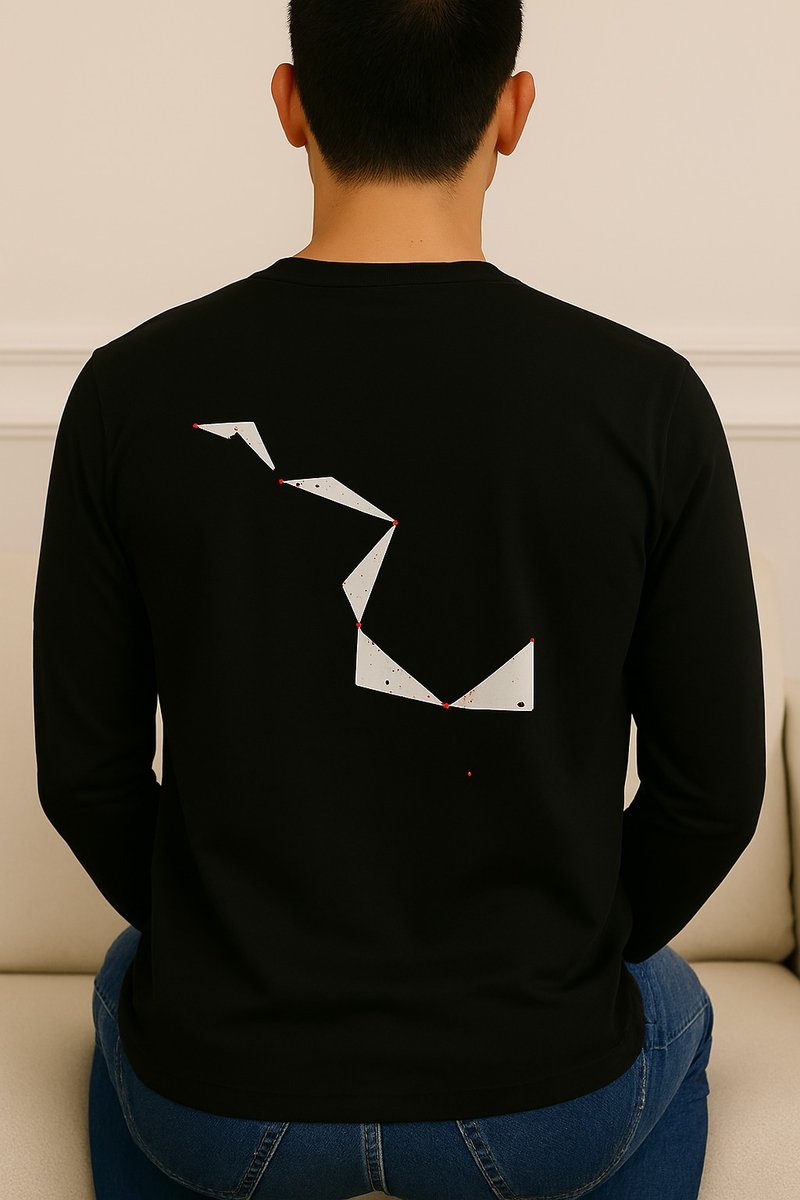 **-行雲a0102/ Hand Silk-Screened /men's Black T-Shirt / Limited Edition** - Men's T-Shirts & Tops - Cotton & Hemp Black