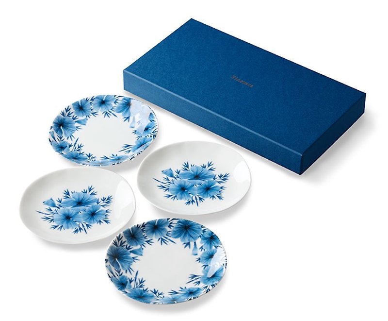 【Marriage Gift】Koike Hazuki Series Finemos Flower Diamond Grass Small Plate Set - Plates & Trays - Porcelain White