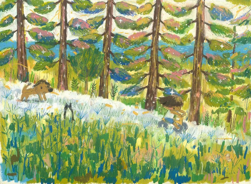 Limited reproduction painting. child. fir forest - Posters - Paper 