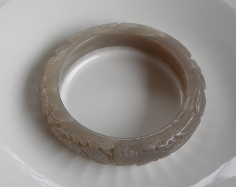 天然和田煙紫玉手鐲 內徑 55.5mm 和田玉 煙紫玉 和闐玉 玉手鐲 - 手鍊/手環 - 玉石 灰色