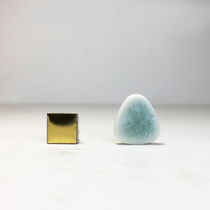 TP-56 タイルイヤリング/クリップオンイヤリング  - 耳環/耳夾/耳骨夾 - 瓷 綠色