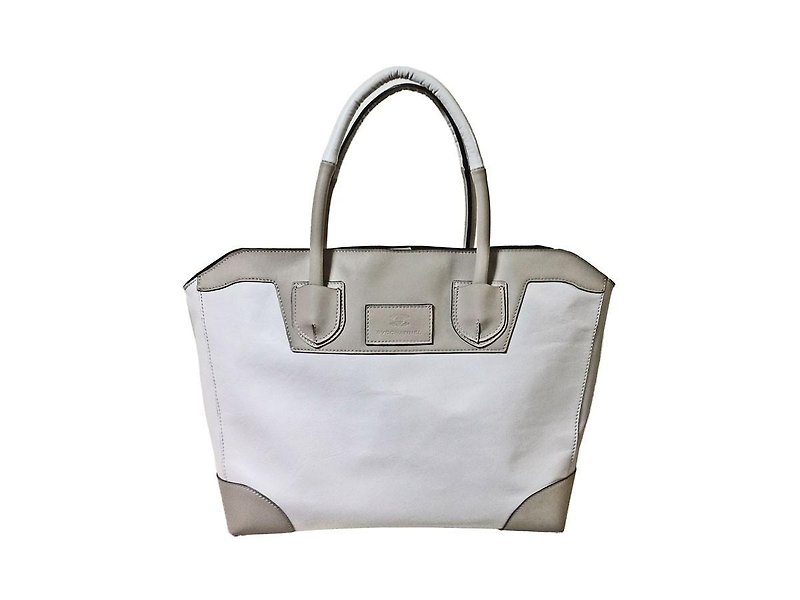 White bicolor tote bag - Handbags & Totes - Genuine Leather White