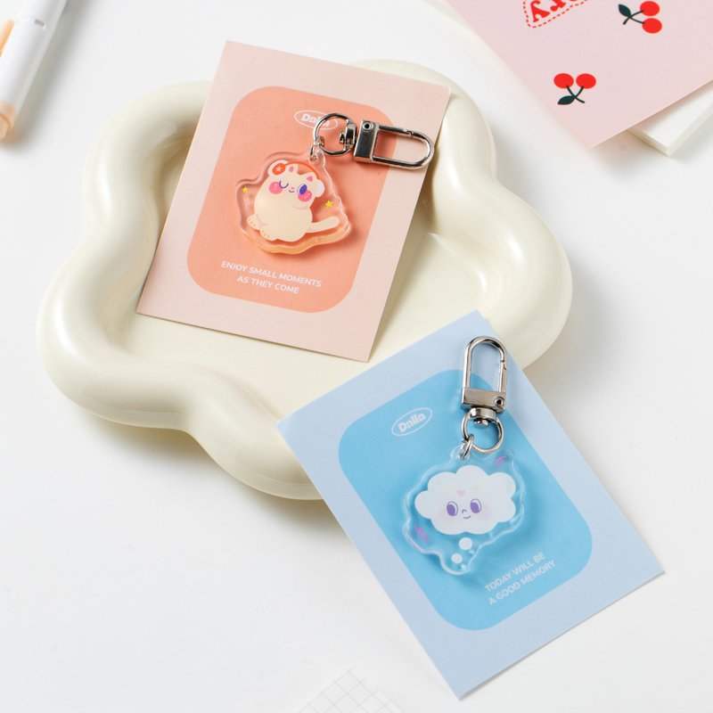 Dalla brand Acrylic illustration pendant ins style cute school bag pendant keychain AirPods - ที่ห้อยกุญแจ - อะคริลิค สึชมพู