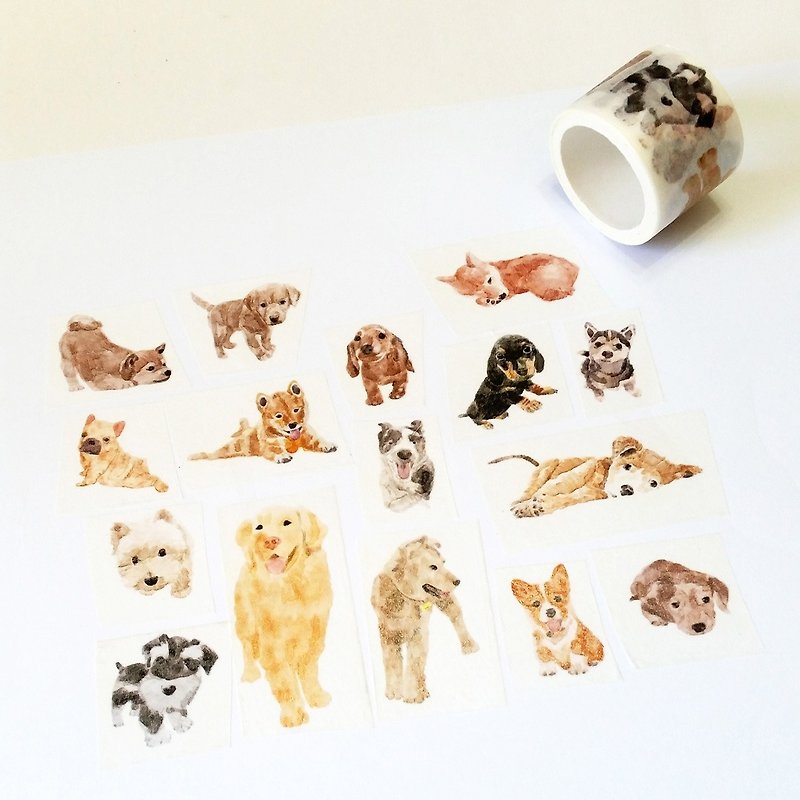 Jielin Washi Tape Lucky Dogs - มาสกิ้งเทป - กระดาษ 