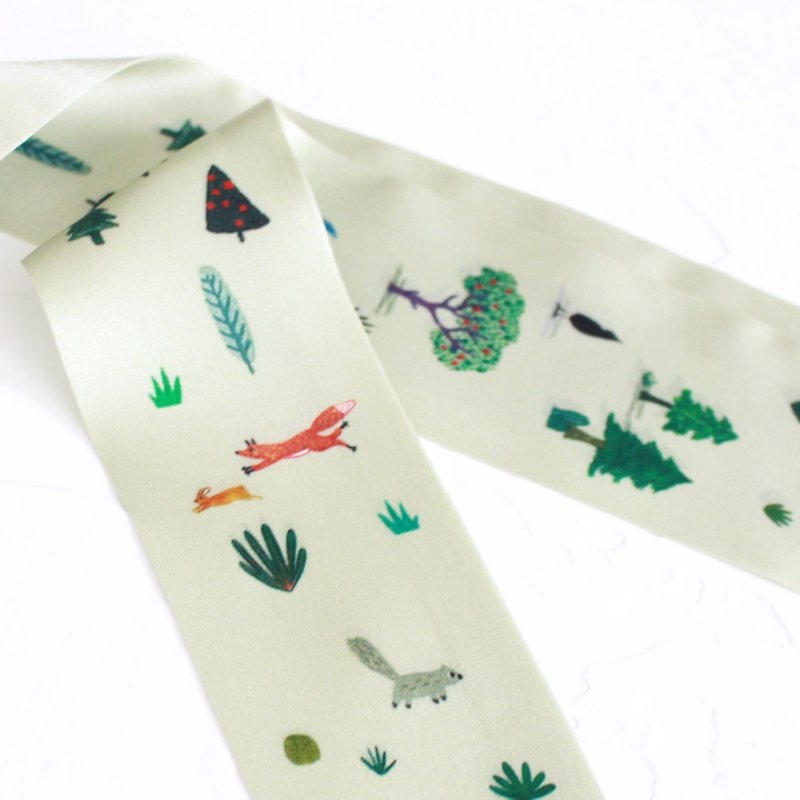 Forest Long Silk Scarf / Green Headband I Story_Forest Daily - Scarves - Silk Green