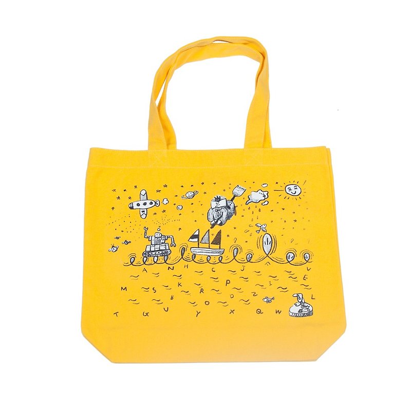 For admission and admission. Book King's Dream Illustration Picture Book Bag Lesson Bag Yellow Tcollector - อื่นๆ - ผ้าฝ้าย/ผ้าลินิน สีเหลือง